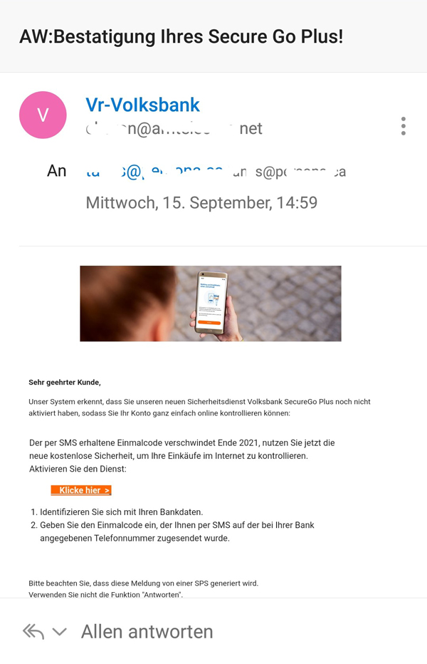 Phishing-Warnung: SecureGo-Phishing Phishing-Warnung: SecureGo-Phishing